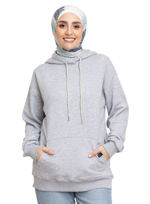 Grey Over Size Hoodie - Khotwh
